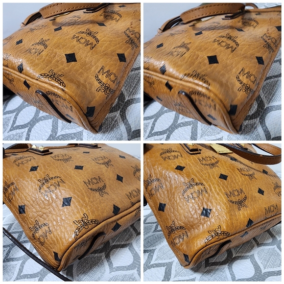 MCM ANYA TOP ZIP MINI SHOPPER BAG COGNAC - Picture 14 of 15